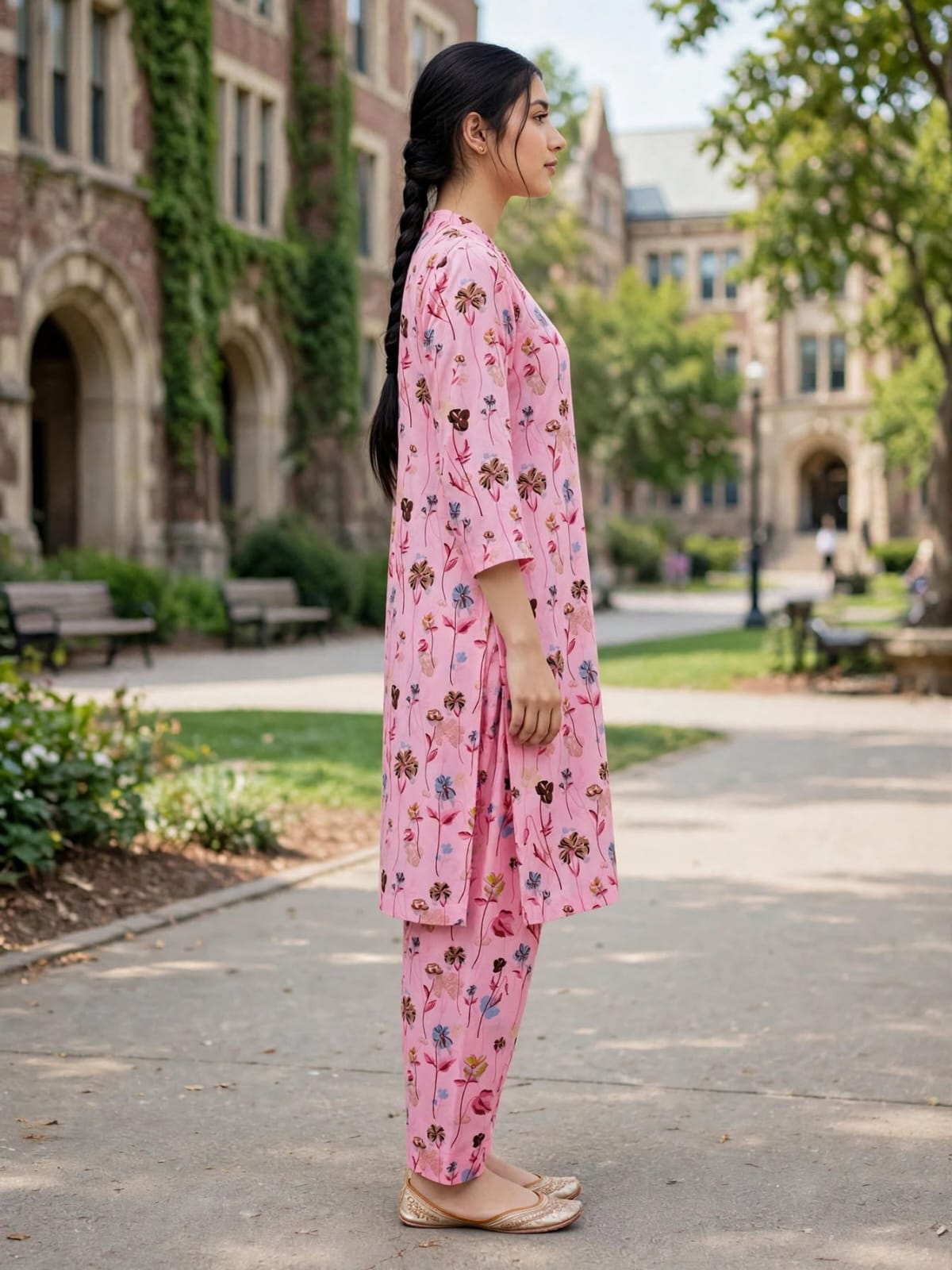 Poly Cotton 2 Piece All Over Digital Printed Suit - KT1074