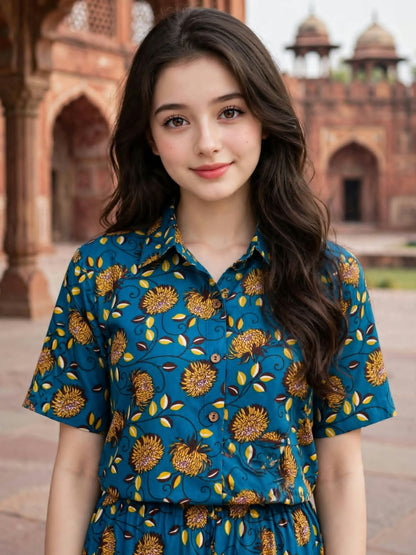 Poly Cotton 2 Piece All Over Digital Printed Suit - KT1026