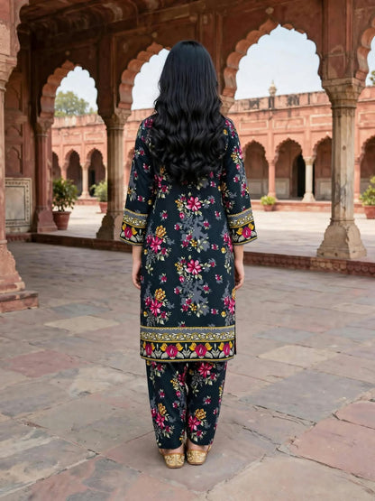 Poly Cotton 2 Piece All Over Digital Printed Suit - KT1029