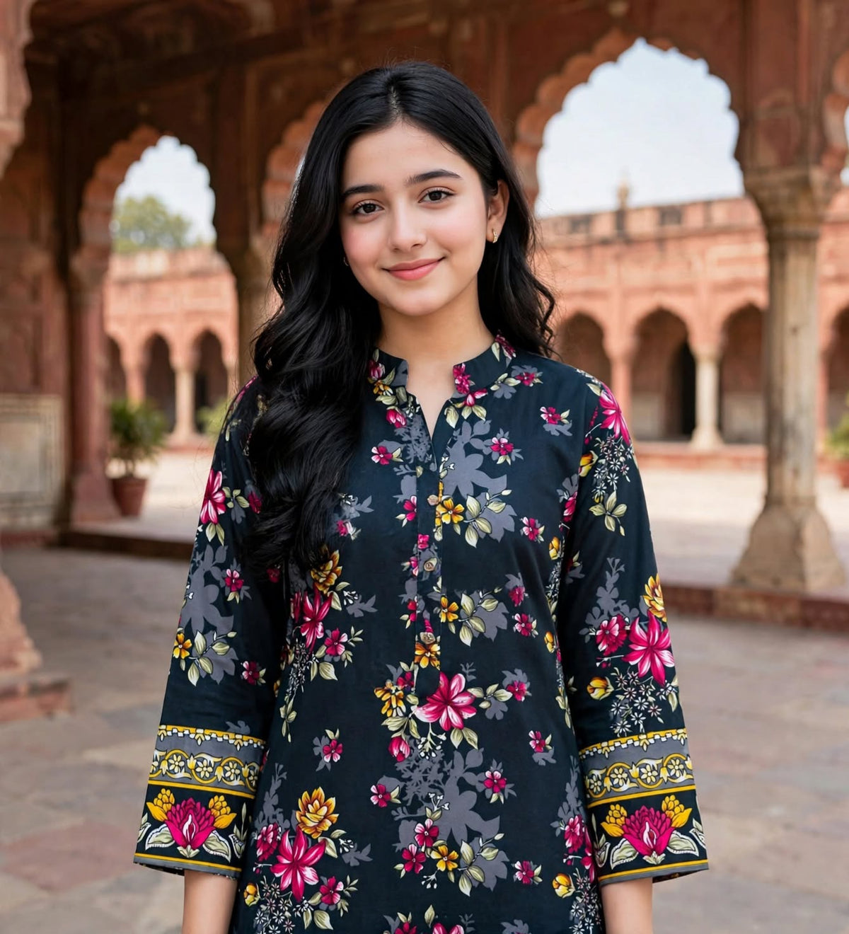 Poly Cotton 2 Piece All Over Digital Printed Suit - KT1029