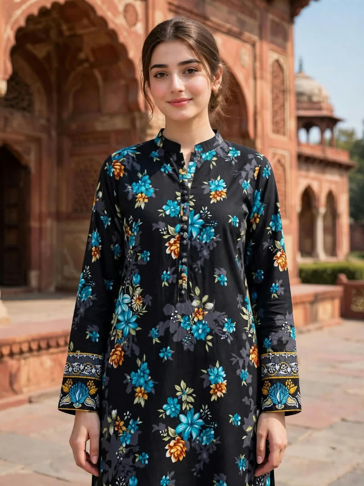 Poly Cotton 2 Piece All Over Digital Printed Suit - KT1032