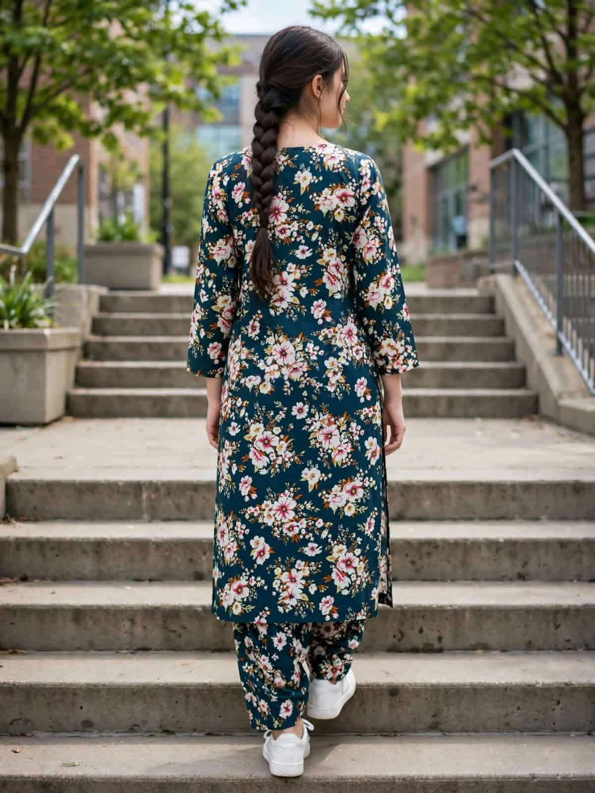 Poly Cotton 2 Piece All Over Digital Printed Suit - KT1037