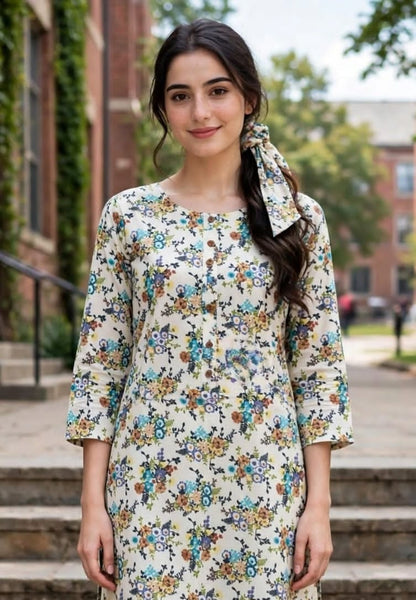 Poly Cotton 2 Piece All Over Digital Printed Suit - KT1043