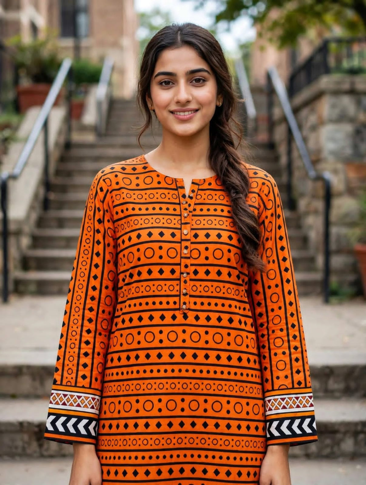 Poly Cotton 2 Piece All Over Digital Printed Suit - KT1049