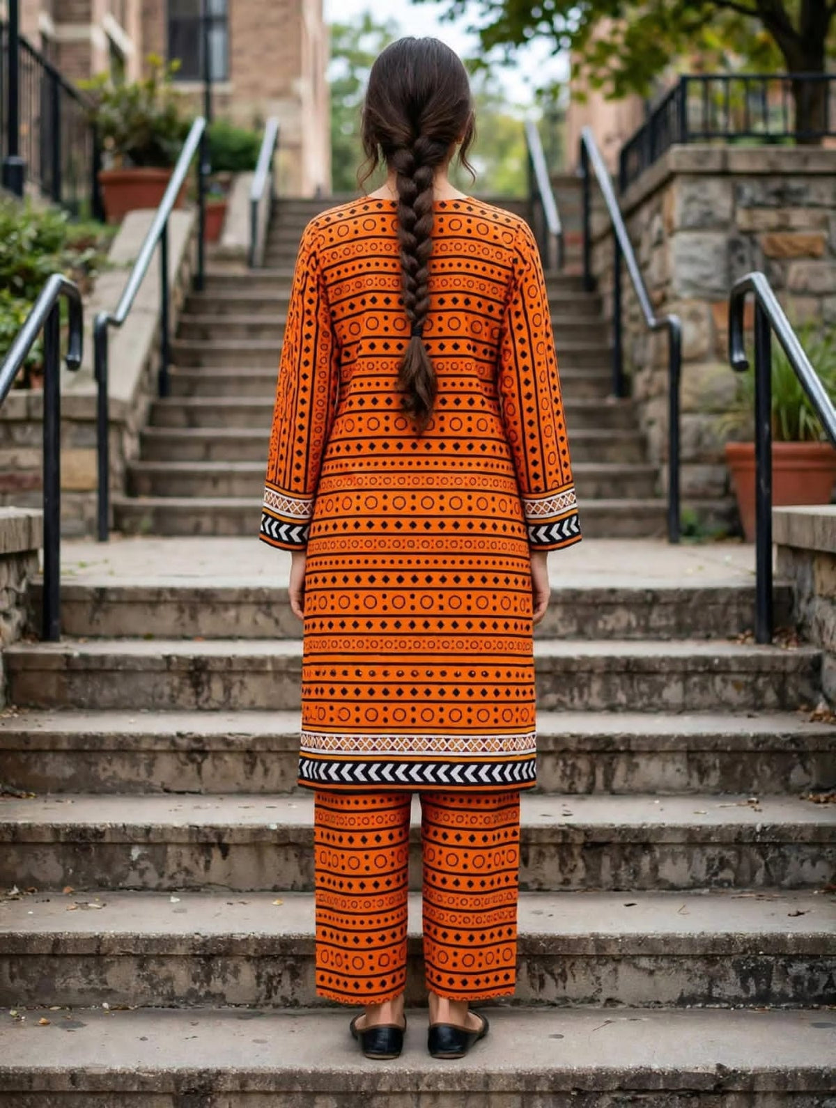 Poly Cotton 2 Piece All Over Digital Printed Suit - KT1049