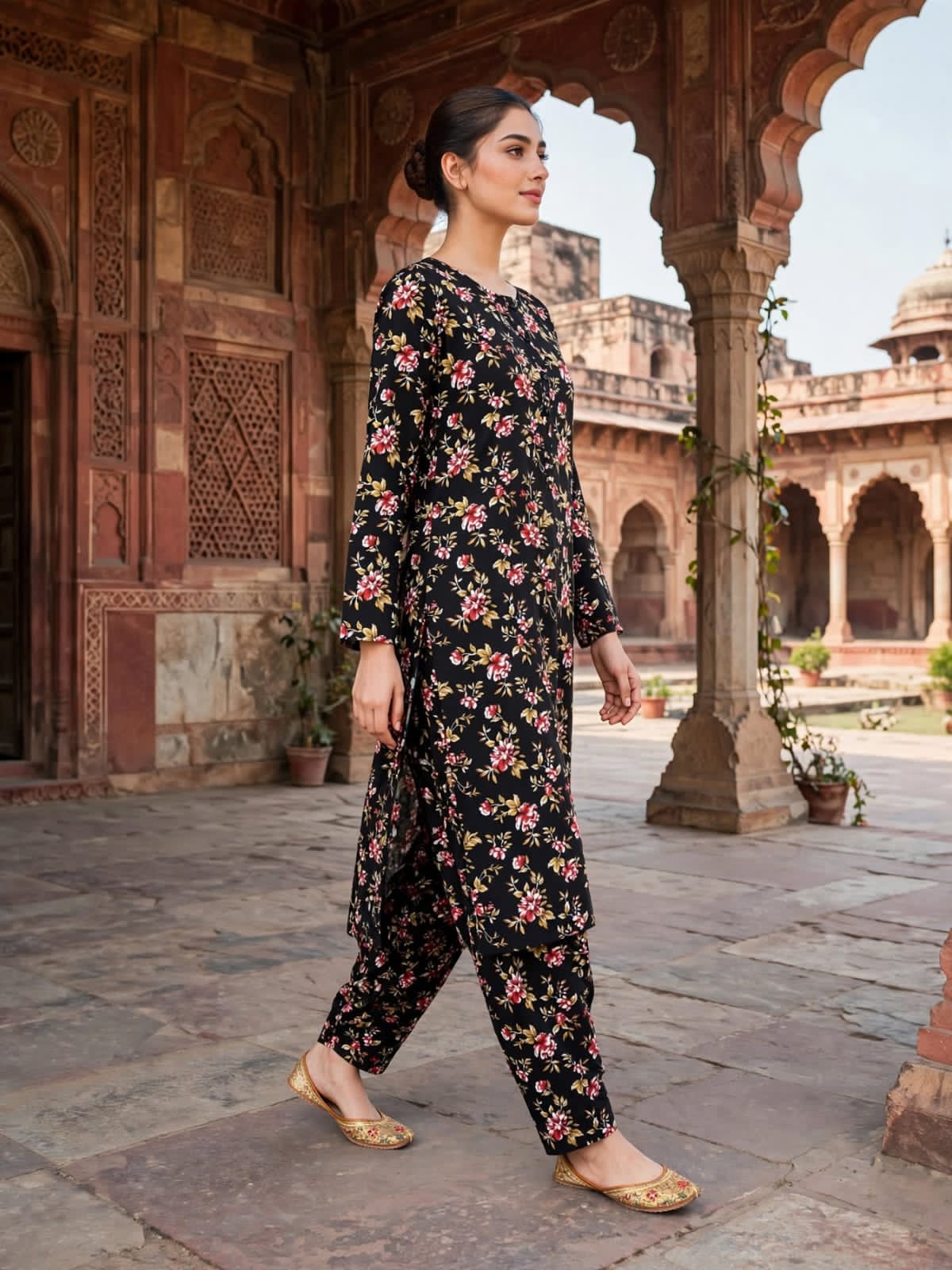 Poly Cotton 2 Piece All Over Digital Printed Suit - KT1065
