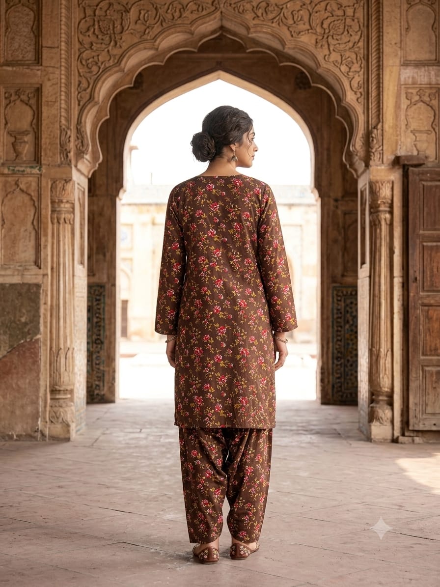 Poly Cotton 2 Piece All Over Digital Printed Suit - KT1067