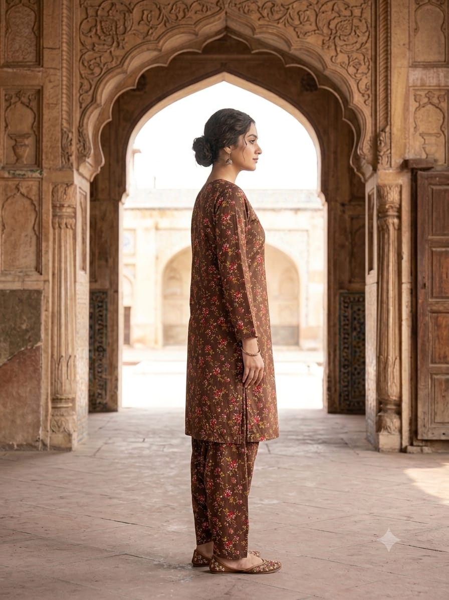 Poly Cotton 2 Piece All Over Digital Printed Suit - KT1067