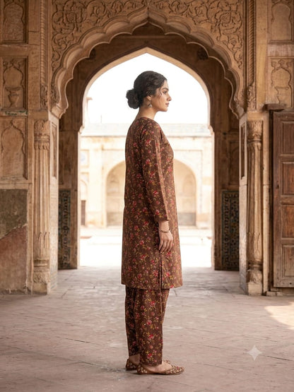 Poly Cotton 2 Piece All Over Digital Printed Suit - KT1067