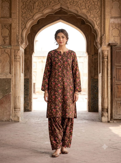 Poly Cotton 2 Piece All Over Digital Printed Suit - KT1067
