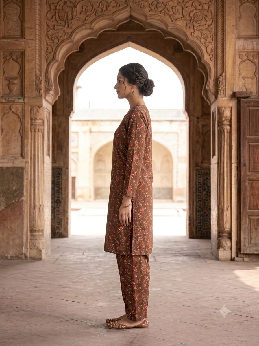 Poly Cotton 2 Piece All Over Digital Printed Suit - KT1067
