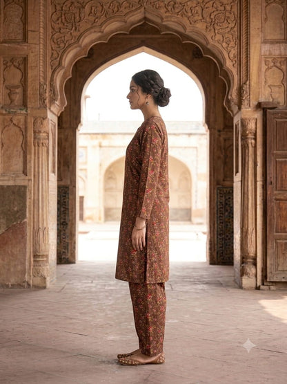 Poly Cotton 2 Piece All Over Digital Printed Suit - KT1067