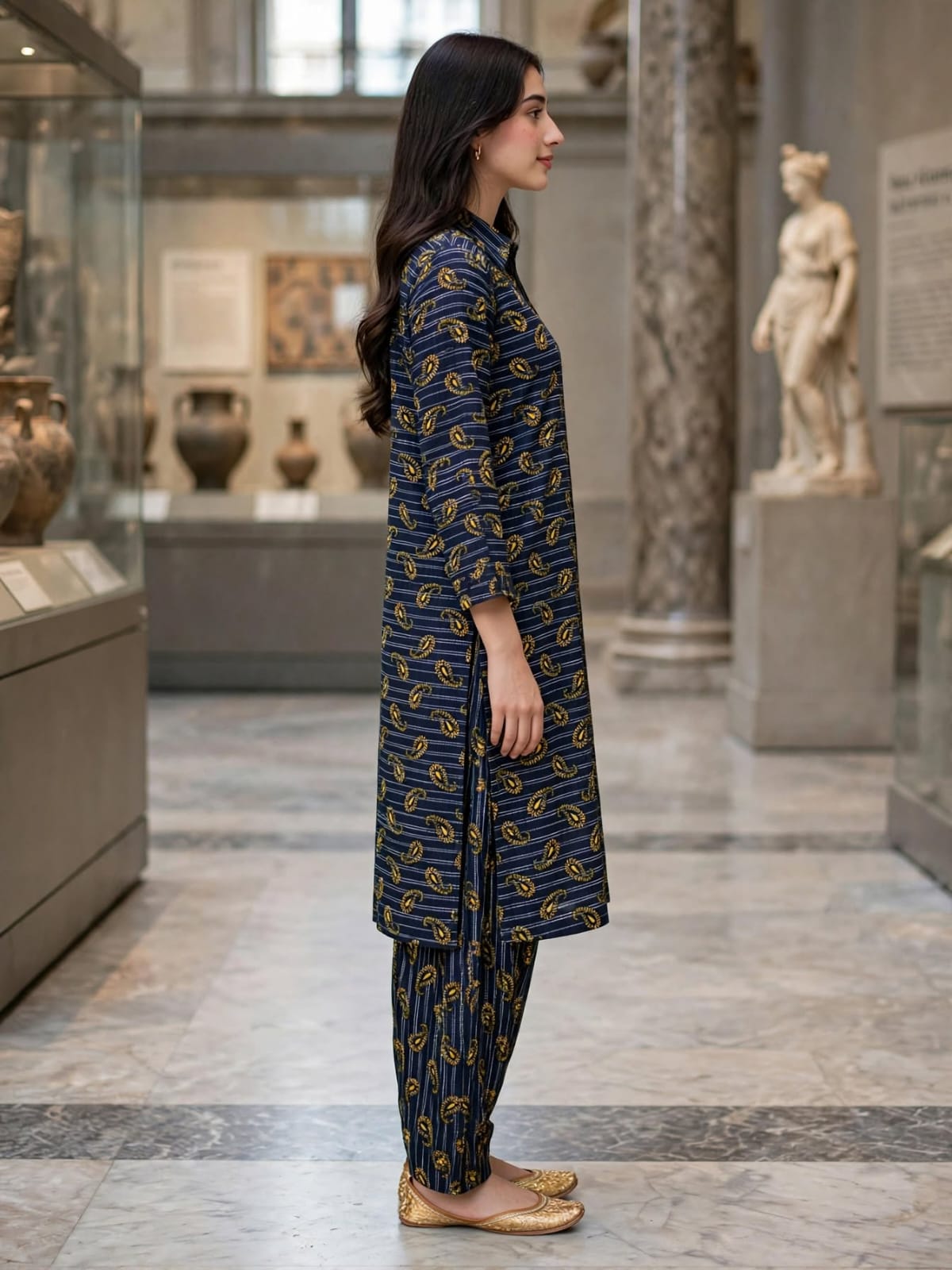 Poly Cotton 2 Piece All Over Digital Printed Suit - KT1004