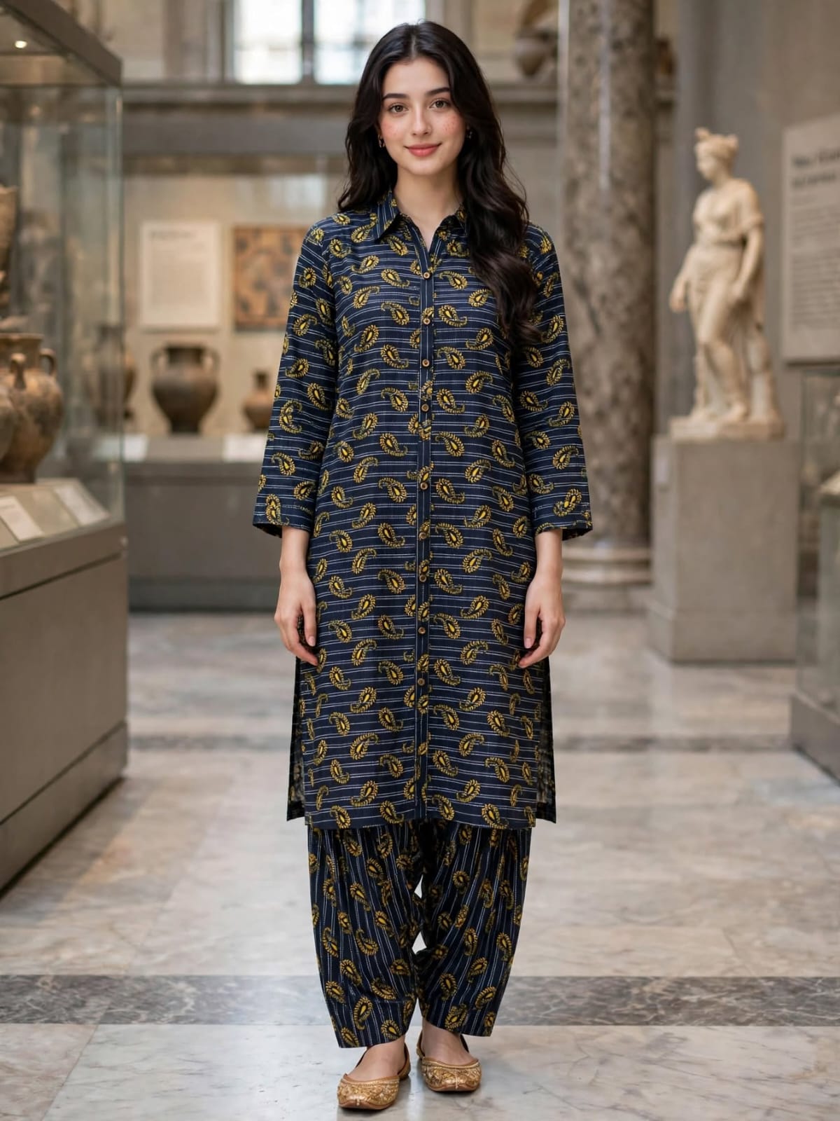 Poly Cotton 2 Piece All Over Digital Printed Suit - KT1004