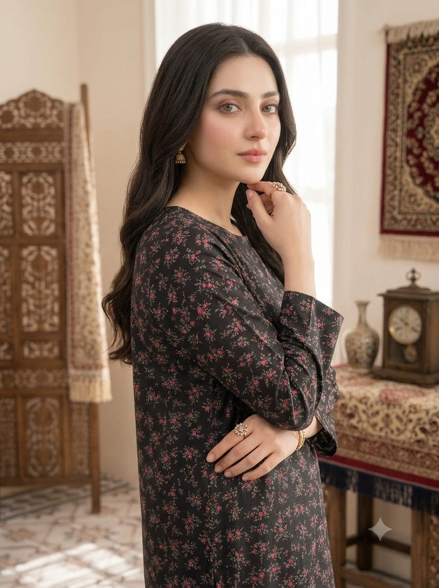 Poly Cotton 2 Piece All Over Digital Printed Suit - KT1003