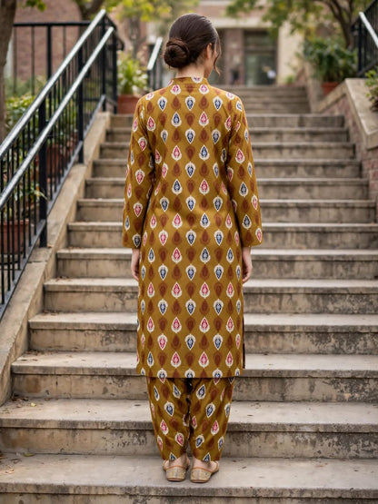 Poly Cotton 2 Piece All Over Digital Printed Suit - KT1008