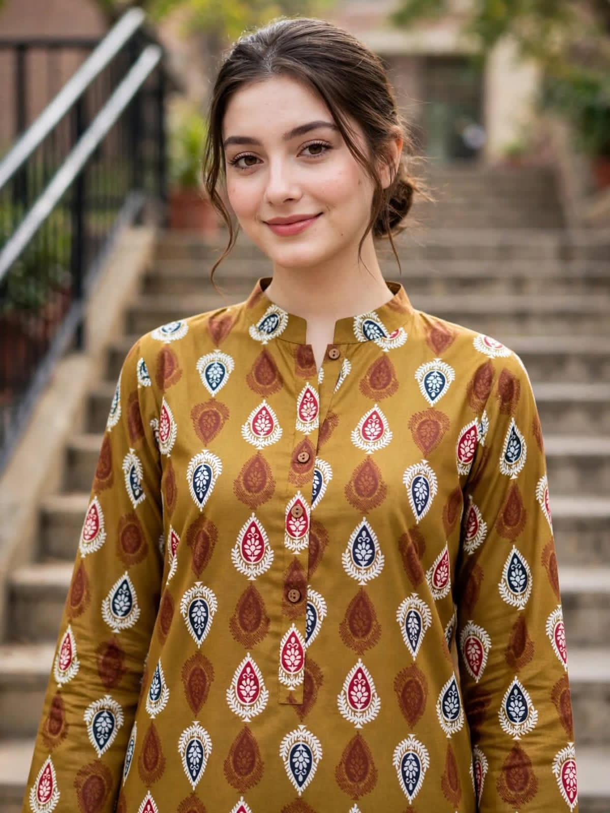 Poly Cotton 2 Piece All Over Digital Printed Suit - KT1008