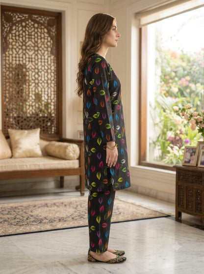Poly Cotton 2 Piece All Over Digital Printed Suit - KT1012