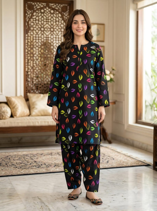 Poly Cotton 2 Piece All Over Digital Printed Suit - KT1012