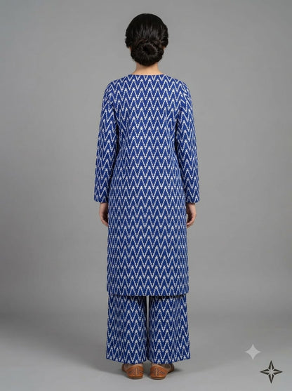 Poly Cotton 2 Piece All Over Digital Printed Suit - KT1013