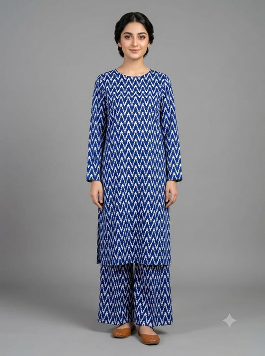 Poly Cotton 2 Piece All Over Digital Printed Suit - KT1013
