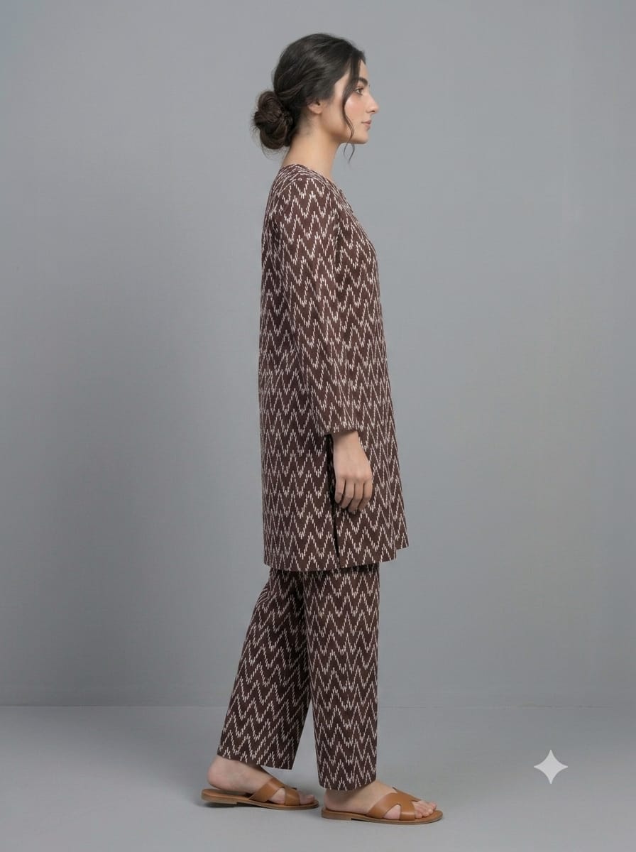 Poly Cotton 2 Piece All Over Digital Printed Suit - KT1014