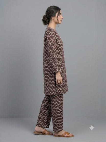 Poly Cotton 2 Piece All Over Digital Printed Suit - KT1014