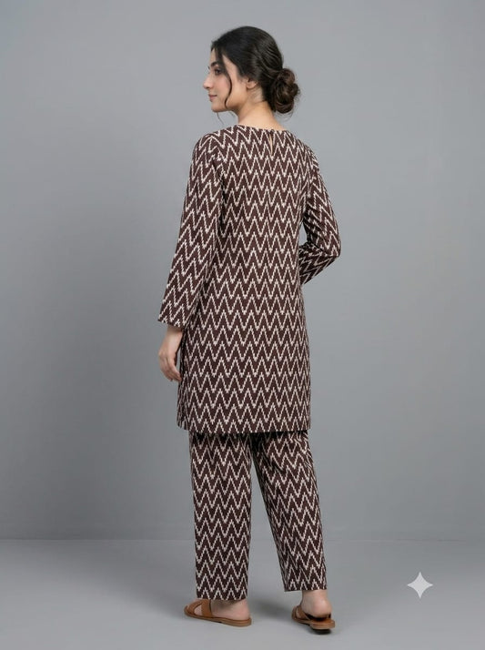 Poly Cotton 2 Piece All Over Digital Printed Suit - KT1014