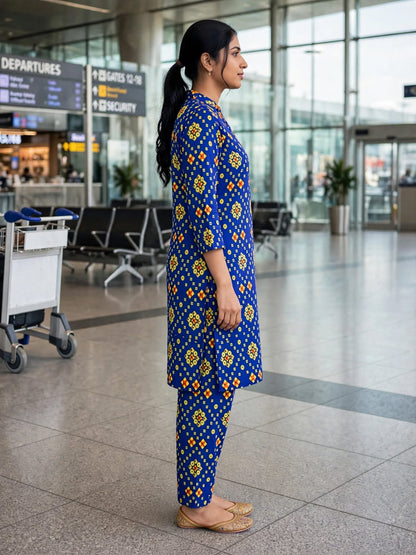 Poly Cotton 2 Piece All Over Digital Printed Suit - KT1069