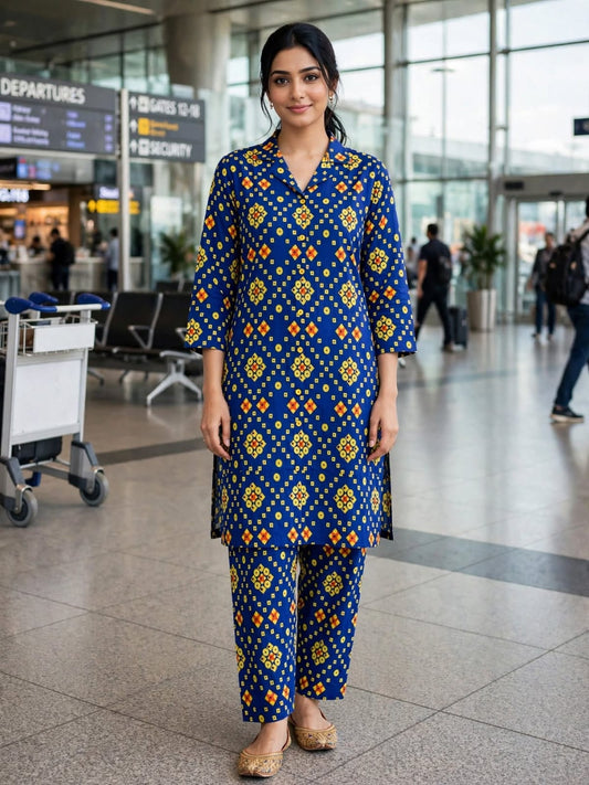 Poly Cotton 2 Piece All Over Digital Printed Suit - KT1069