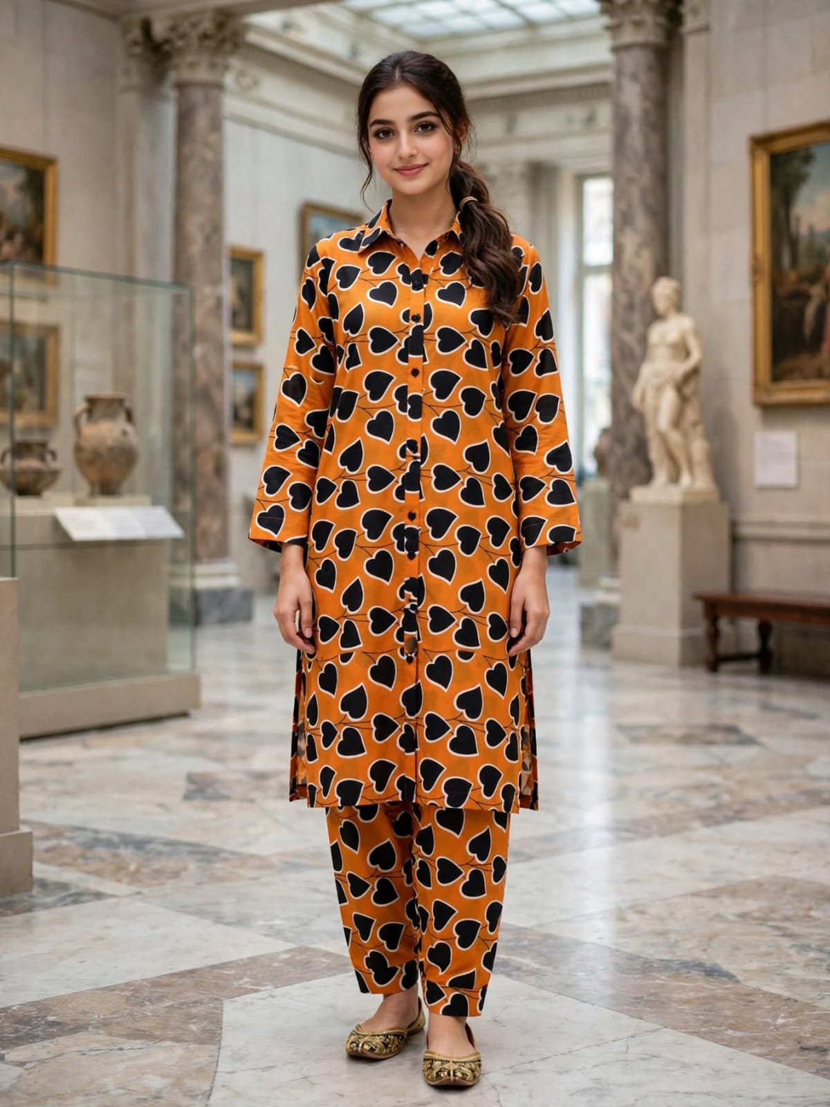 Poly Cotton 2 Piece All Over Digital Printed Suit - KT1070