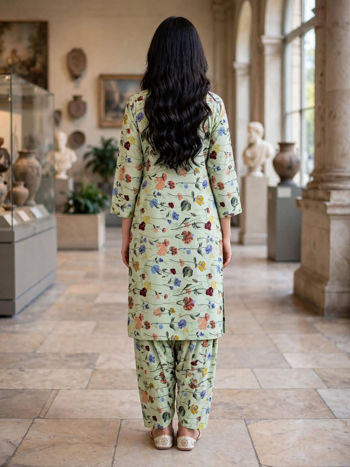 Poly Cotton 2 Piece All Over Digital Printed Suit - KT1071