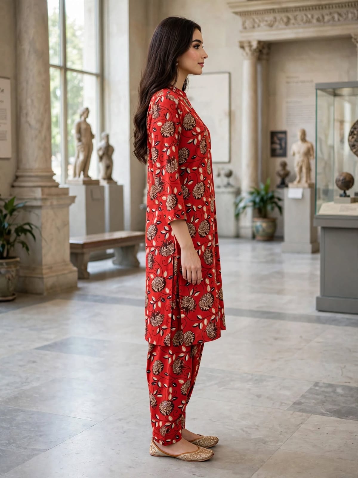 Poly Cotton 2 Piece All Over Digital Printed Suit - KT1072