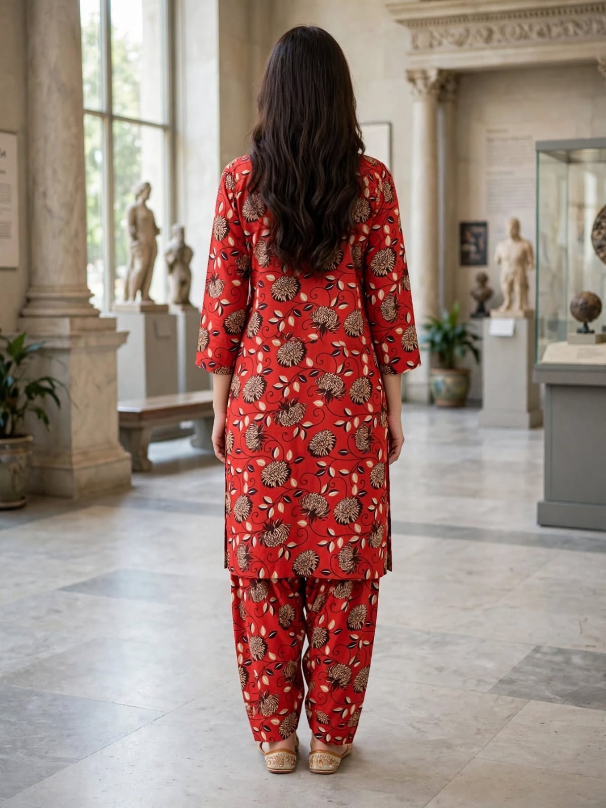 Poly Cotton 2 Piece All Over Digital Printed Suit - KT1072
