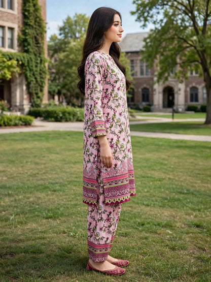 Poly Cotton 2 Piece All Over Digital Printed Suit - KT1073