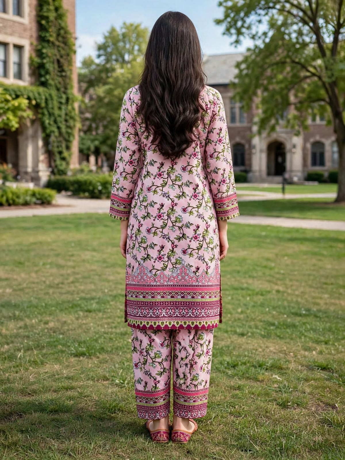 Poly Cotton 2 Piece All Over Digital Printed Suit - KT1073