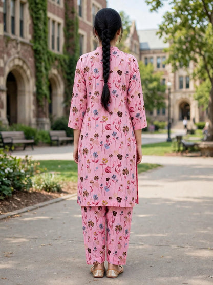Poly Cotton 2 Piece All Over Digital Printed Suit - KT1074