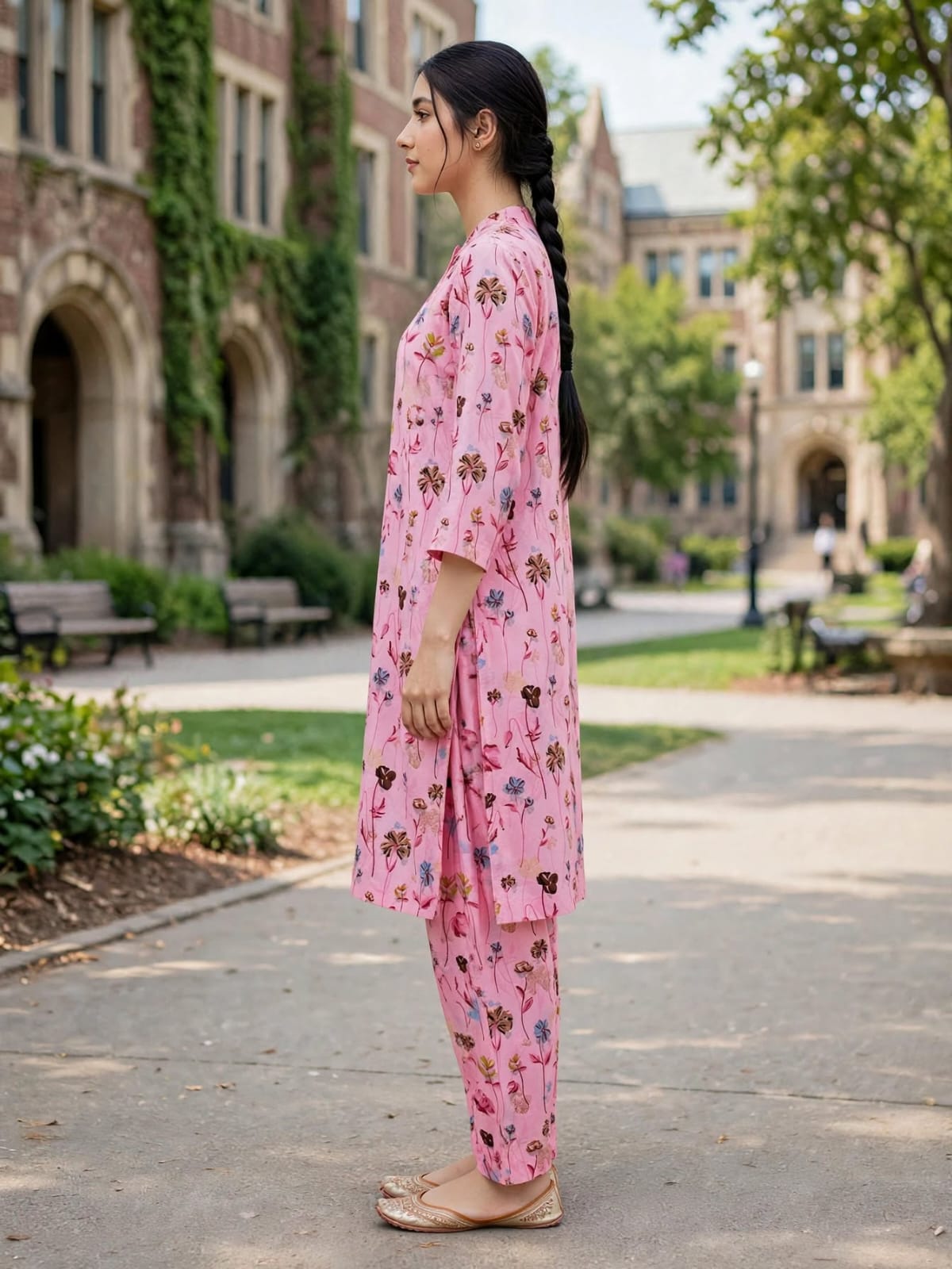 Poly Cotton 2 Piece All Over Digital Printed Suit - KT1074