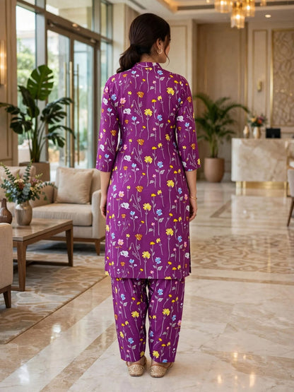 Poly Cotton 2 Piece All Over Digital Printed Suit - KT1076