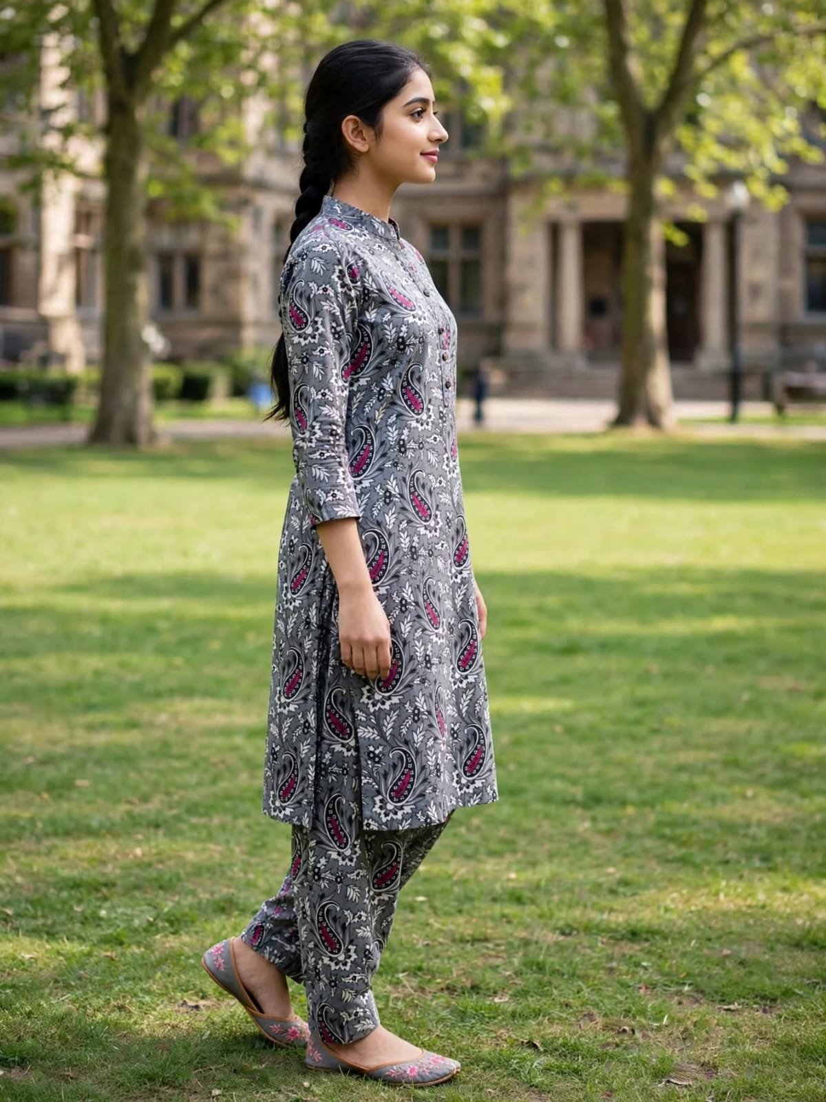 Poly Cotton 2 Piece All Over Digital Printed Suit - KT1080
